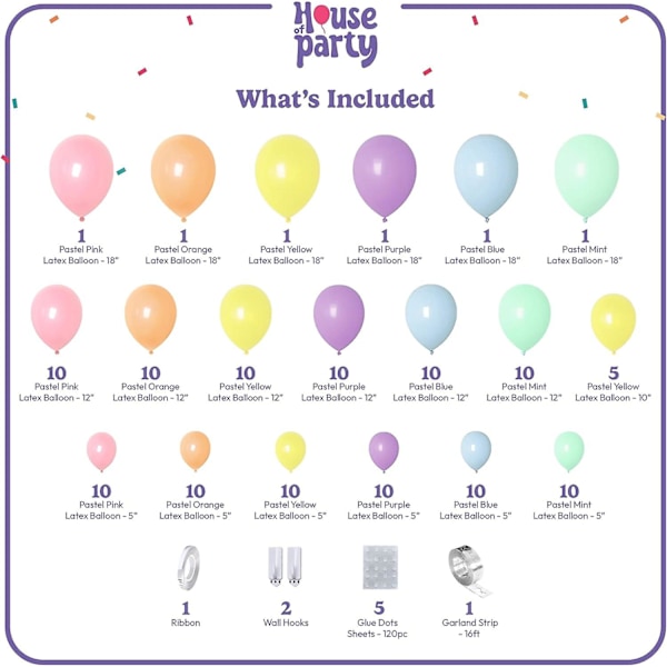 Pastel Regnbue Ballonbue Kit - 140 stk Assorterede Farvede Ballon Girlander, Farverige Fiesta, Karneval, Cirkus Latex Balloner | Perfekt Baby Pige Fødselsdag