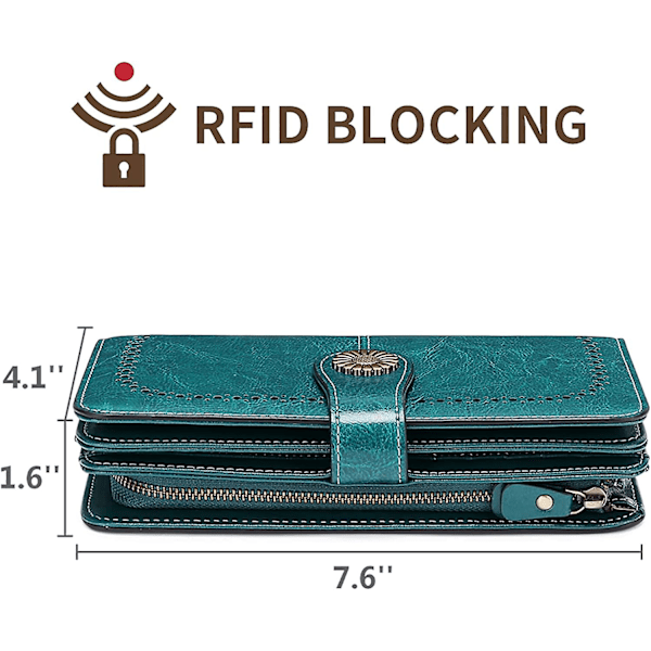 Plånböcker för kvinnor Läder Kreditkortshållare med RFID-blockering Stor kapacitet handledsväska