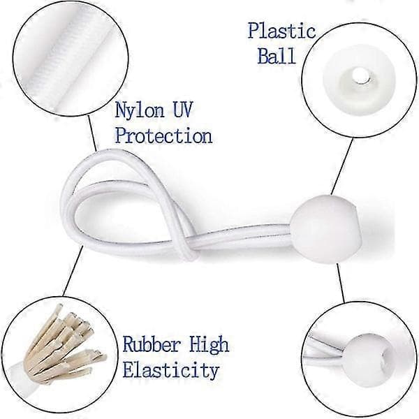 Elastiksnor, 30 stk. Elastikkrog Elastik med plastikbold, Teltelastikker f