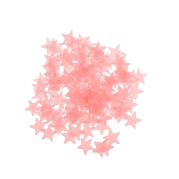 100pcs Stars Glow in the Dark Luminous Fluorescent 3D Wall Stickers Decal Baby Kids Bedroom Ceiling Home Decor (Pink)