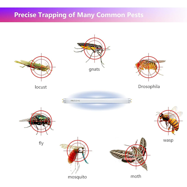 FSL T5 F6W BL Udskiftningslampe til Flyvefangerlampe, 22,6 cm UV-rør til 12W Myggemorder/Insektfanger (2 stk.)