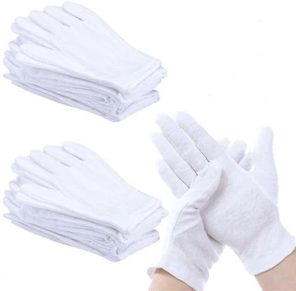 12 Par Vit Handske Bomulls Mjuka Bomulls Handskar Andningsbara Arbets Handskar Kvinnor