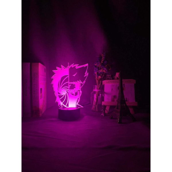 Wekity Halv ansikte Obito och Kakashi nattlampa dubbel färg LED för barn sovrumsdekorationsljus skrivbordslampa LED nattlampa för barn 16 färger fjärrkontroll