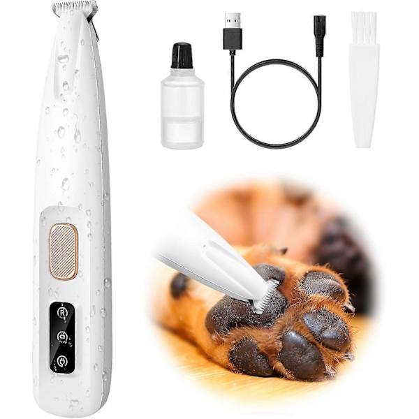 Hundefødtrimmer, Opgraderet 18mm Blad Vandafvisende Mikro Præcisionstrimmer, Elektrisk Hundefrisør til Pelsbehandling, Genopladelig Hårtrimmer til Poter, E