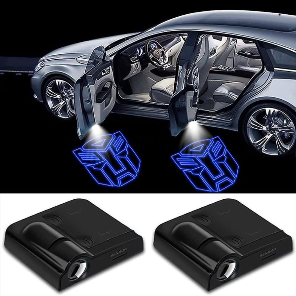 2 st för Transformers Autobots bildörrslampor logotyp projektor LED trådlösa bildörrsskuggljus välkomst artighetsljus för alla, Jingan