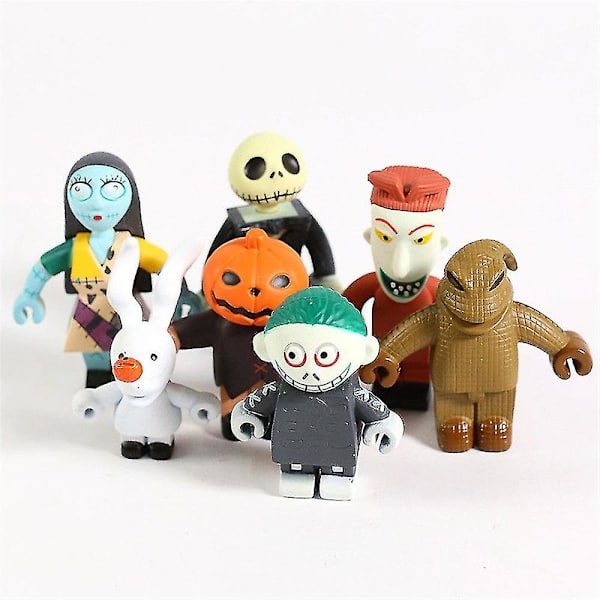 7 stk./sæt The Nightmare Before Christmas Jack Skellington Figur Legetøj Dukke Dekoration Pynt