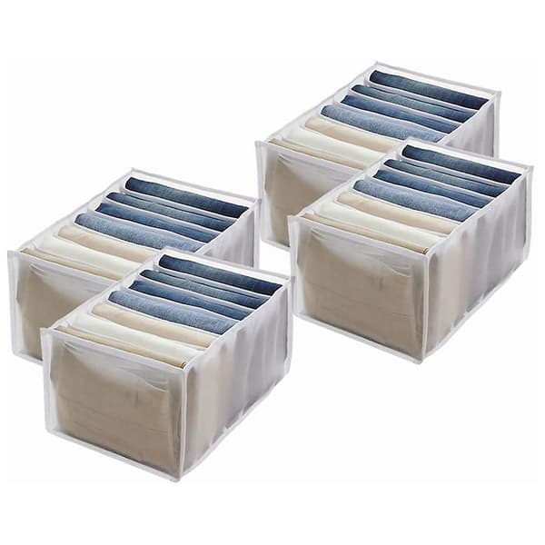4-pack Garderobsorganiserare, Jeansfack Förvaringslåda, Vikbar Låda Kläder Orga