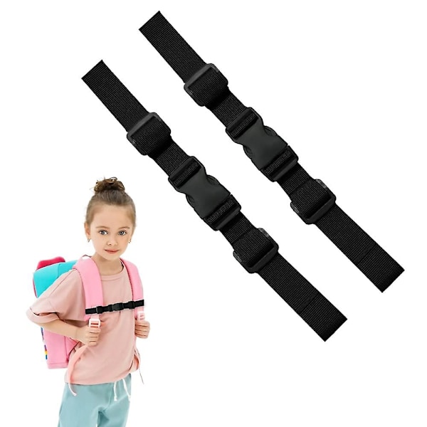 2 kpl Nylon-reppua selkärepun rintahihna, säädettävä reppuhihna pikalukolla ja liukumattomalla vyöllä juoksuun ja vaellukseen, musta