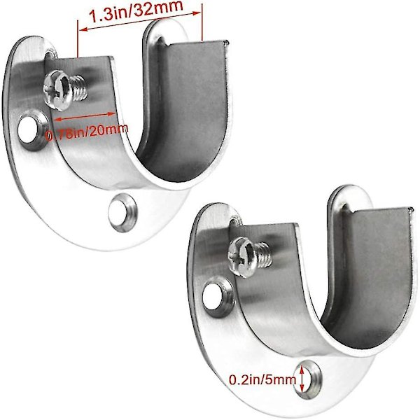 Rustfrit Stål Skabstang Sokler, Heavy Duty Skabstang Endestøtter Flens Stang Holder Med Skruer, U-Formet, Nem Installation Eller Hurtig Fjernelse