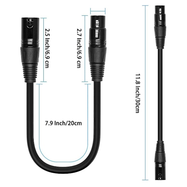 XLR Han 3-polet til XLR Hun 5-polet & XLR Hun 3-polet til XLR Han 5-polet Lydkabel, Til Mikrofon