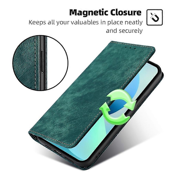 Til iPhone 13 Pro Max RFID Tyverisikring Børste Magnetisk Læder Telefon Cover