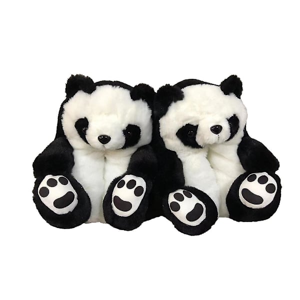Vintertofflor Kvinna Teddybjörn Plysch Innersula Längd Ca 28cm (panda), Tofflor Söta Cartoon Björnar Hemtofflor Vinter Varma Slides Flip Flop Skor