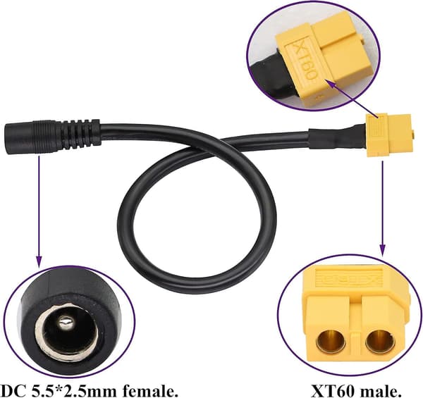 XT60 til DC-kontaktkabel XT60 Hunn til DC5.5mm X 2.5mm Hunn Kabel Strømplugg for TS100 Lodding