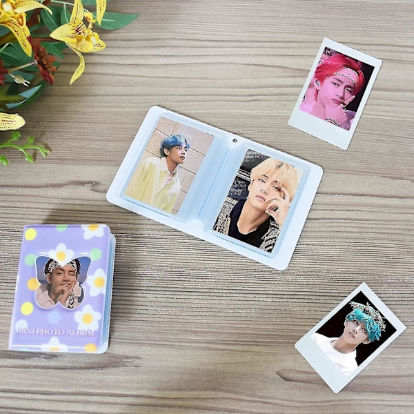 Ubiuo 3 Tommer Mini Fotoalbum Kpop Fotocard Binder, Kpop Fotocard Holder Bog, Butterfly Hollow Fotocard Holder, Visitkort Holder 40 Lommer (b