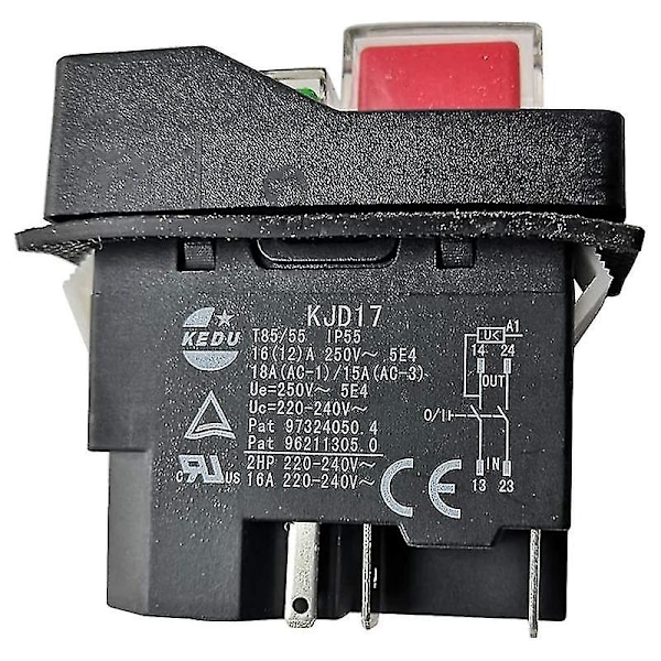 Kjd17 220v 5-polet elektromagnetiske brytere Trykknappbrytere for hageredskaper