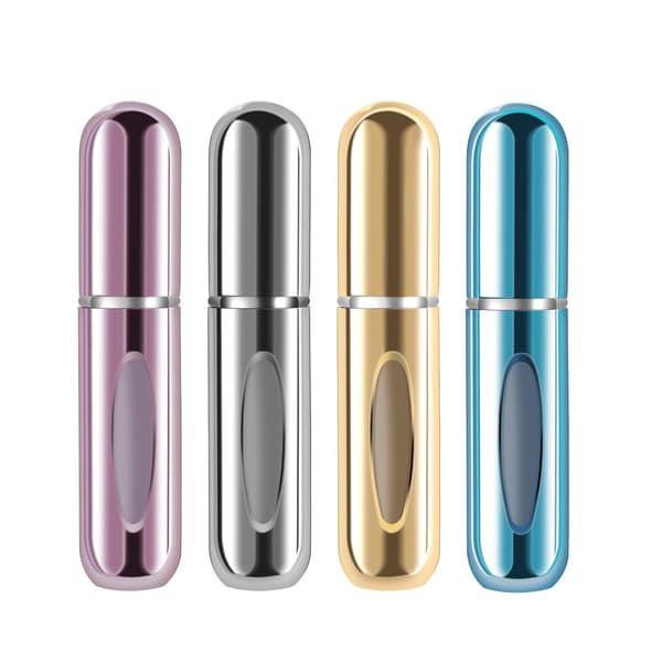 Bärbar Mini Påfyllningsbar Sprayparfymflaska, 5 ml Påfyllningsbar Sprayparfymatomizer, Doftpumpbox för Resor och På Språng (4-pack)