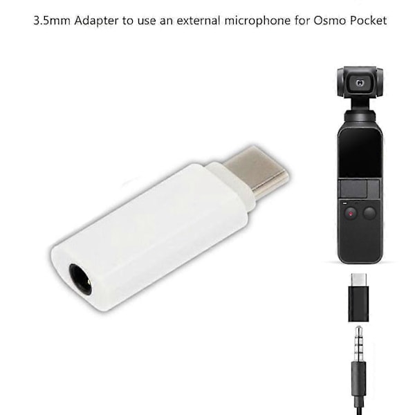 Udsalg Type C Usb C til 3,5 mm lydadapter til ekstern mikrofon til Osmo Pocket