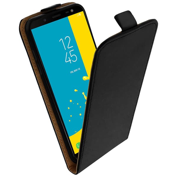 Vertikalt flipfodral, syntetiskt läderfodral för Galaxy J6 - Svart
