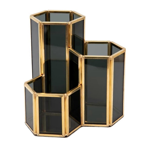 Makeupbørste H 3 Slots Glas Makeupbørste H Display Izer Hjem Dekorativ Pen Blyant