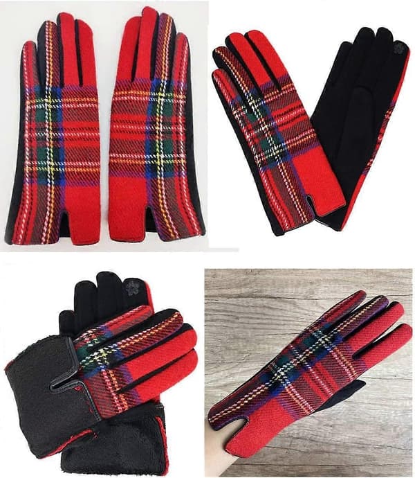 Damer Tartan Ternet Plaid Touchscreen Handsker Vinter Varme Julegave
