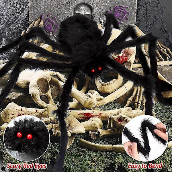 200\" Halloween Spindelvev + 59\" Kjempe Spindel Dekorasjoner Falsk Spindel med Trekantet Stort Spindelvev for Innendørs Utendørs Halloween Dekorasjoner Hage Hjem