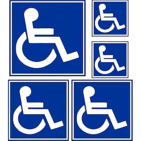 Sæt med 5 klistermærker til handicap-parkeringsplads til bilens dør, toiletpanel