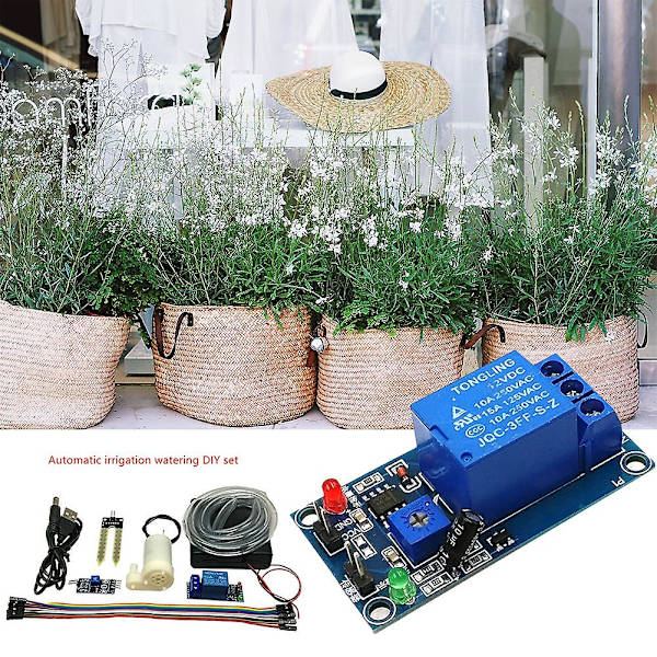 DIY Automatisk Vanningssystem Jordfuktighetssensor Pumpmodulsett Kaesi