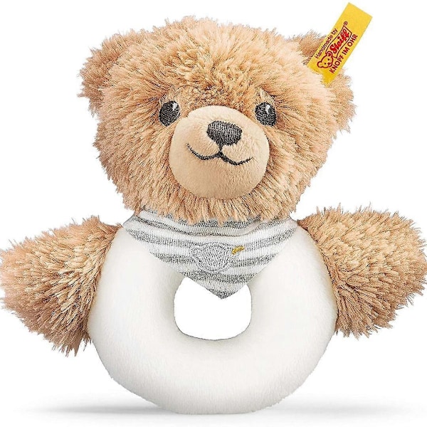 Steiff Baby Nursey Sleep Well Harmaa Teddykarhu Tarttuva Leikkikalu Ratteli 12cm