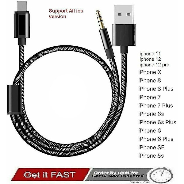 Bmw & Mini Ipod Iphone 6 7 8 X Xs Xr Gränssnitt Ljud USB kabel Lead Aux Adapter