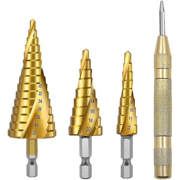 Stegborr Metallbit Metallplatta C-bit Med Sexkantsskaft Skaft Punch 4st Stål Stegborr