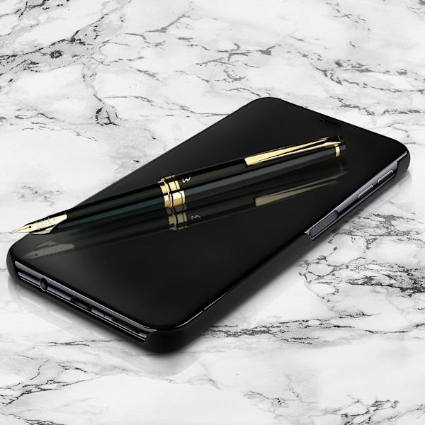 Flip Case, Spegel Case för Galaxy A7 2018, Stående Fodral - Svart