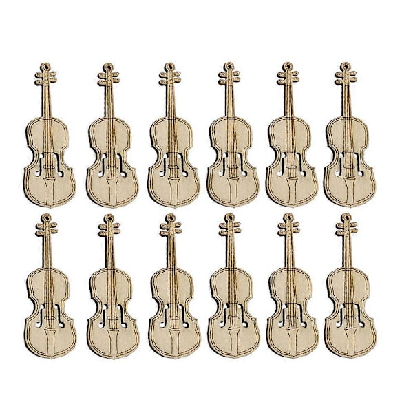 12 stk. Mini Violin Ornamenter Træ Violin Dekorationer Foto Baggrund Props Mini Legetøj