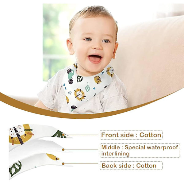 10-pack baby dreggellappar - justerbar tryckknappsförslutning, 100 % bomull (0-36 månader)