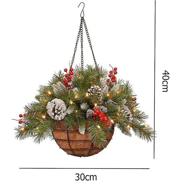 Julepynt Flokkering Blandet Julekrans Dekorasjoner Med Led Lys, Egnet For Innendørs Utendørs Hjem Juledekor