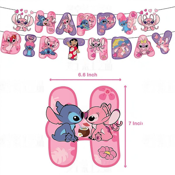 Lilo & Stitch Tema Barnkalas Dekorationer Banner Ballonger Tårta Cupcake Topper Set