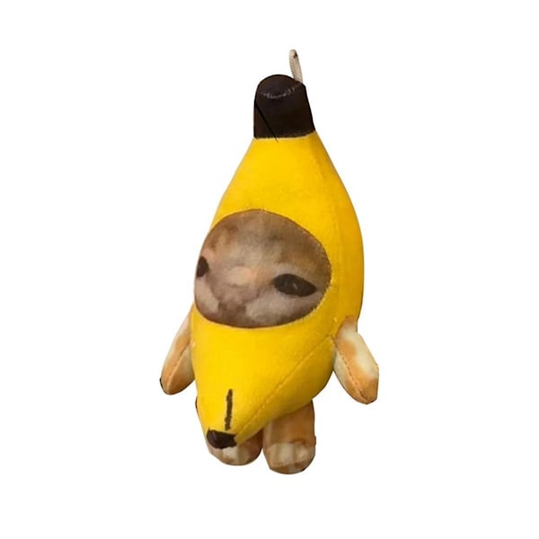 -Gråtande Banan-Katt, Nyckelring Plyschhänge Söt Banan-Katt Docka Med Ljud Väska Rolig Hänge Barn C