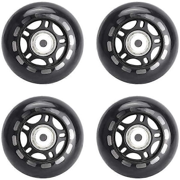 4-pakks Inline Skatehjul Innendørs/Utendørs Erstatningshjul med Lagre 70mm, Svart