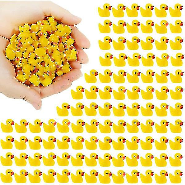 100 stk Mini Gule Andunger Andunger Små Andunger Hage Landskap Akvarium Dukkehus Potteplanter Dekorasjon