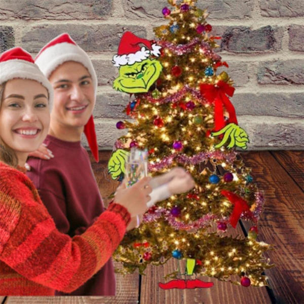 Julepyntsett med Grinch-tema, juletrepynt, festartikler, festlig pynt