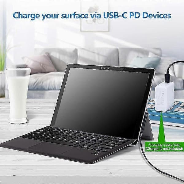 USB C-ladekabel til Surface, til Surface Pro 3/4/5/6/7, Surface Laptop 3/2/1, Surface Go