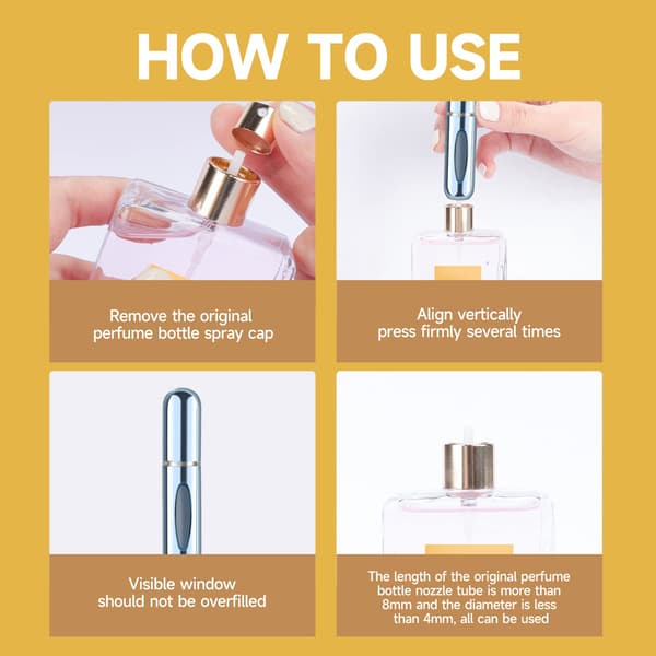Bärbar Mini Påfyllningsbar Sprayparfymflaska, 5 ml Påfyllningsbar Sprayparfymatomizer, Doftpumpbox för Resor och På Språng (4-pack)