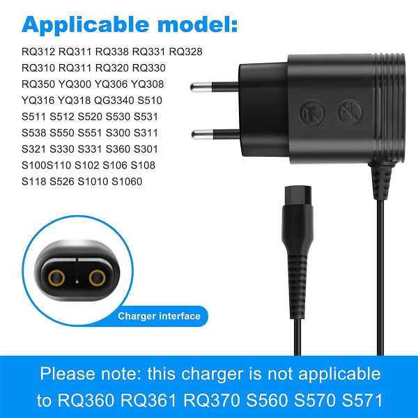 Lämplig för rakapparat, A00390 Laddare Power Adapter EU-kontakt