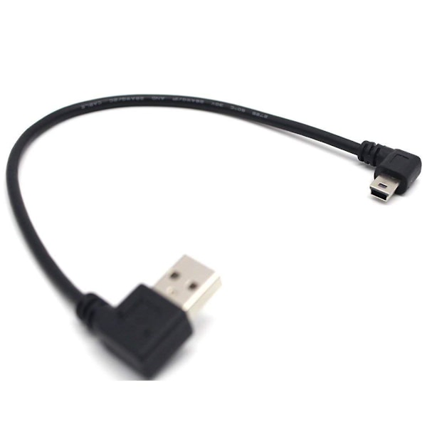 USB B Type Mini 5-pin Hann 90 Grader Høyre/Venstre Vinkel til USB 2.0 Hann Kabel 30cm