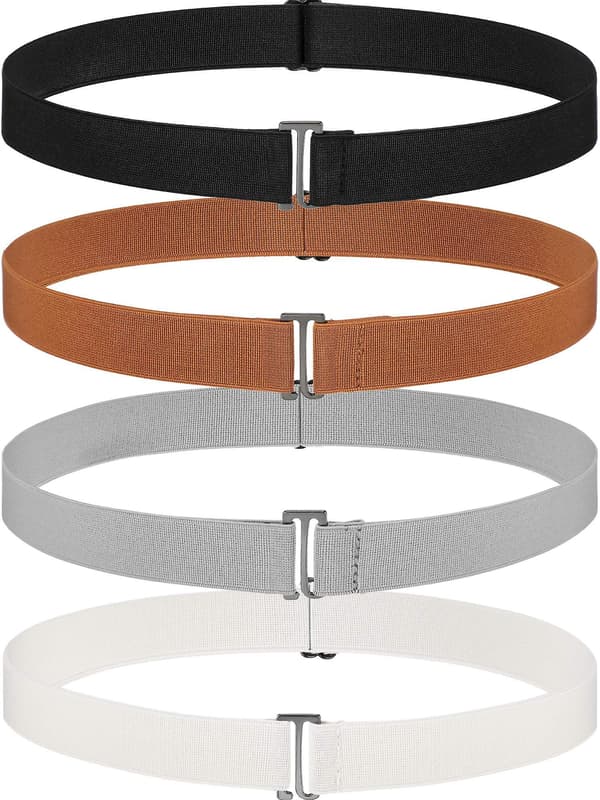 4 st dam osynliga bälten elastiska bälten platta spänne bälte med elastiskt gummiband