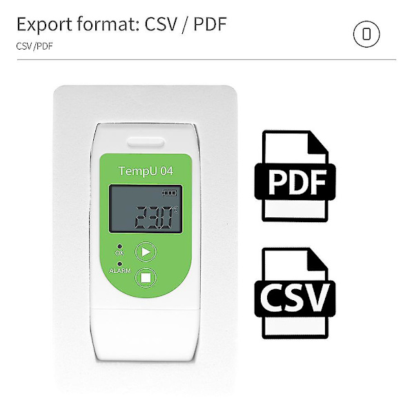 2024 USB Temperaturdatalogger Återanvändbar Temperaturinspelare Tempu 04 PDF-rapport Temperaturpost i