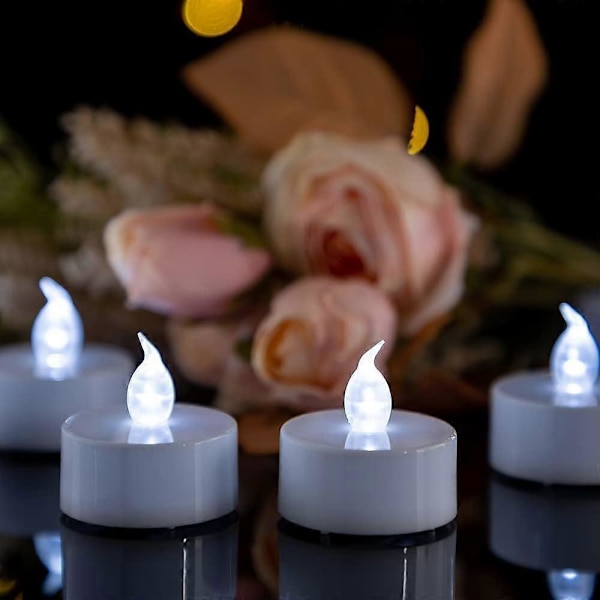 Pakke med 24 Realistiske LED-Telys - Kald Hvit, Batteridrevet