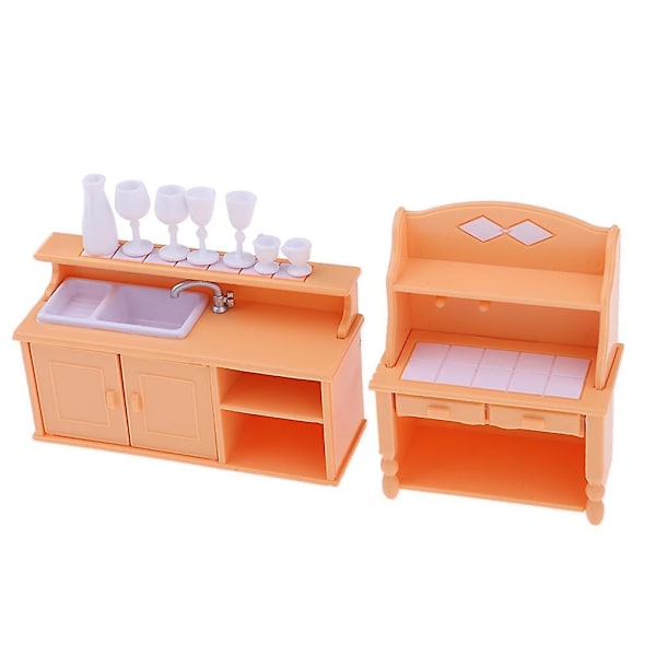 1/12 skala dockhus miniatyrmöbler  Delxue kök set orange