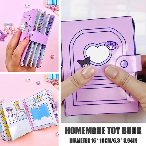 Kotitekoinen Sanrio-lelukirja Kulomi DIY-käsintehtyjä leluja Hiljainen Kotitekoinen Sanrio-kirja Lelukirja