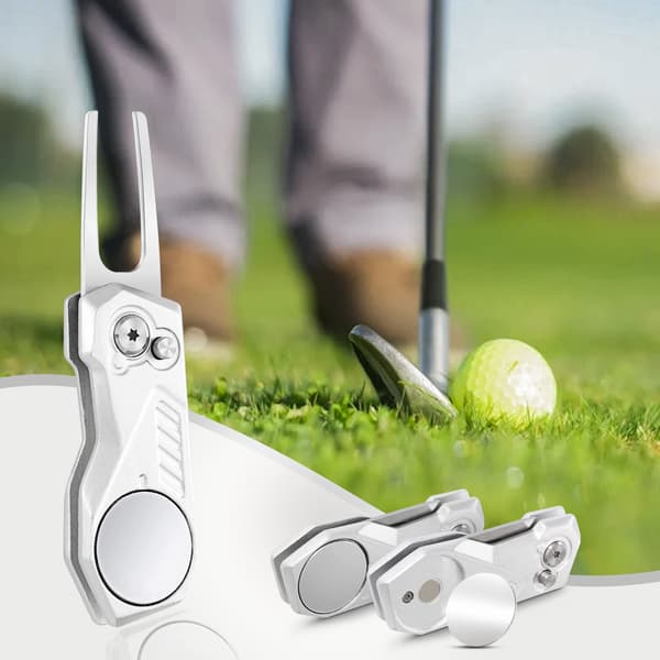 Golfboldmarkør med magnetisk golfboldmarkør | Sammenfoldelig golfboldmarkør helt i metal med pop-up-knap | Golftilbehør til mænd