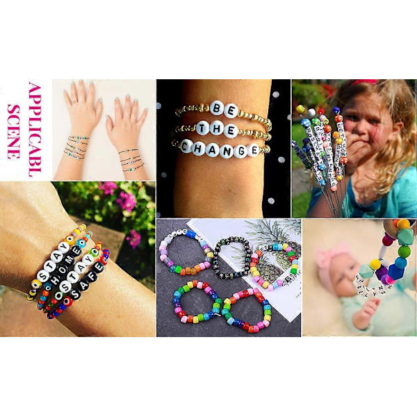 Pony Beads Smyckestillverkning, Armbandspärlor Smyckeskit Pony Akryl Pärlor Bokstavsrullar Färgglada Elastiska Armbandsträngar